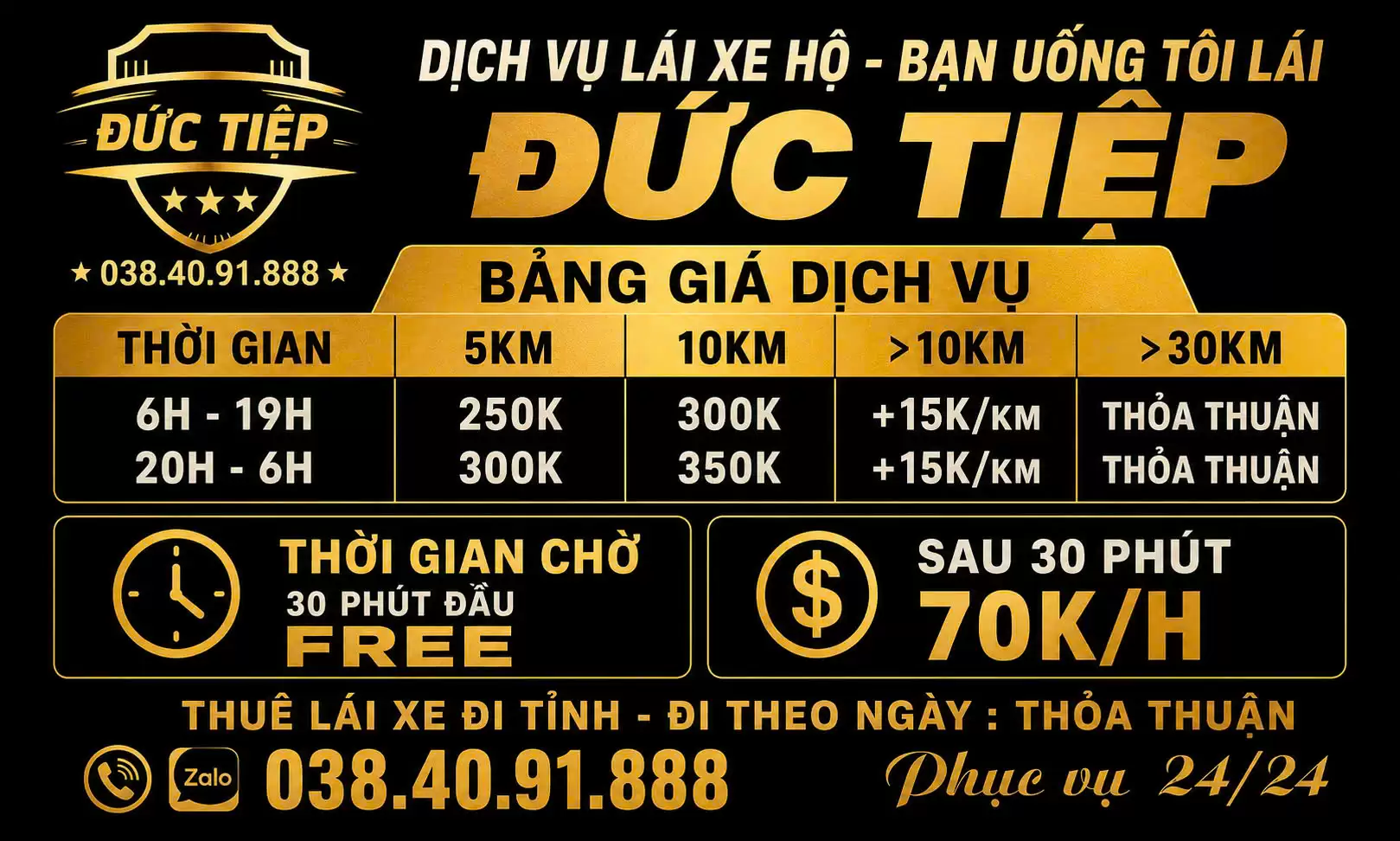 Bảng Giá Dịch Vụ Lái Xe Hộ Đức Tiệp
