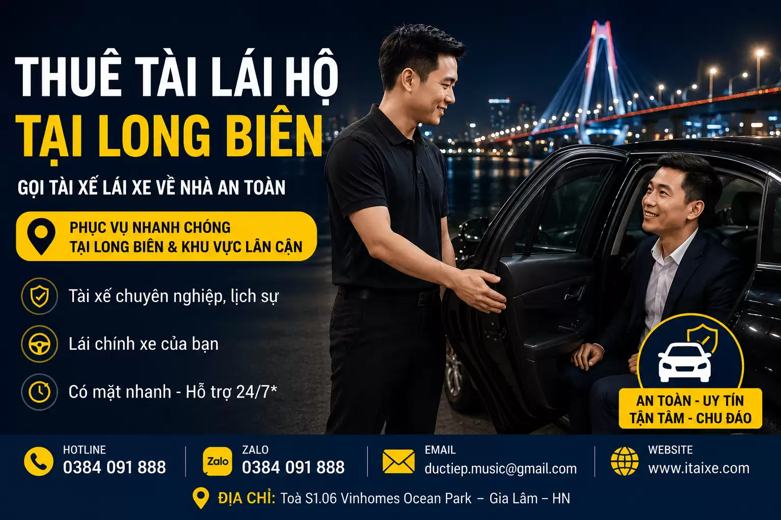 Thuê Tài Lái Hộ Tại Long Biên – Gọi Tài Xế Về Nhà An Toàn